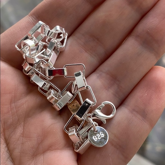 NEW 925 Stamped Silver  Necklace bracelet set - Picture 2 of 3